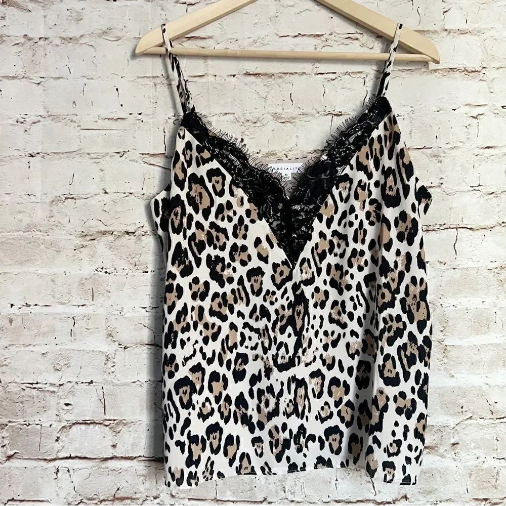 Socialite leopard lace cami blouse
